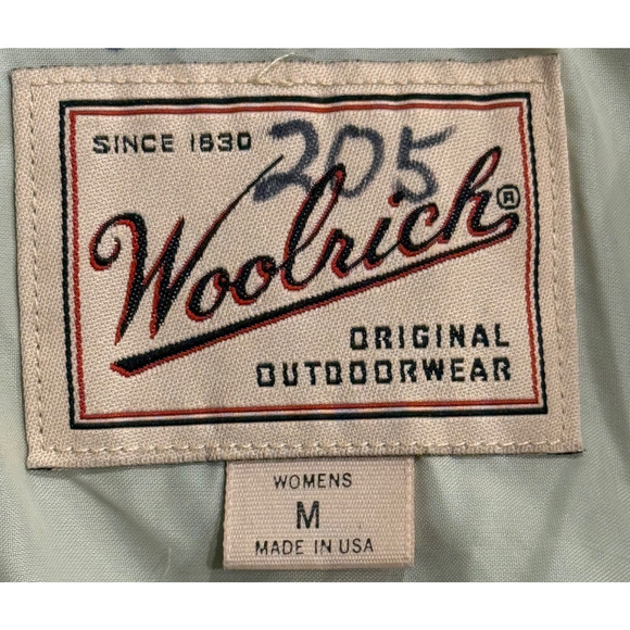 Vintage Woolrich Sherpa Jacket Womens Zip up Tan Blue Snowflakes Size M USA - Picture 2 of 8